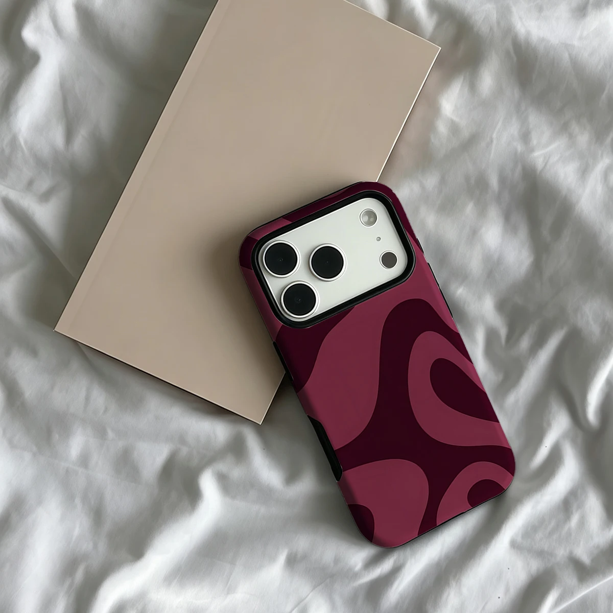 Premium Burgundy Flow Double-Layer Phone Case: Essential Protection