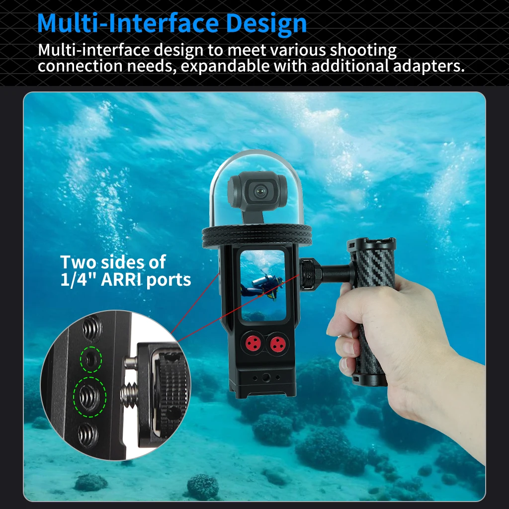 Für DJI Osmo Pocket 3 Wasserdichtes Gehäuse 80 m Aluminiumpanzerung Magnetisches Schnellspanngehäuse 1/4 Halterung für Unterwasserkamera Gimbal – Detail 14