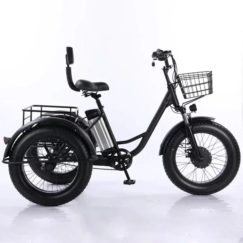 lightweight Electric Tricycle Hybrid Moped 20 Inch 3 Wheel Bike With Basket For Elderly People