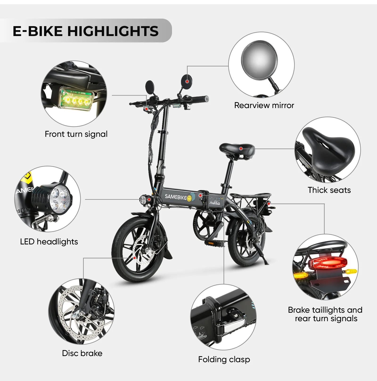 Modern features of the Samebike YINYU14-T