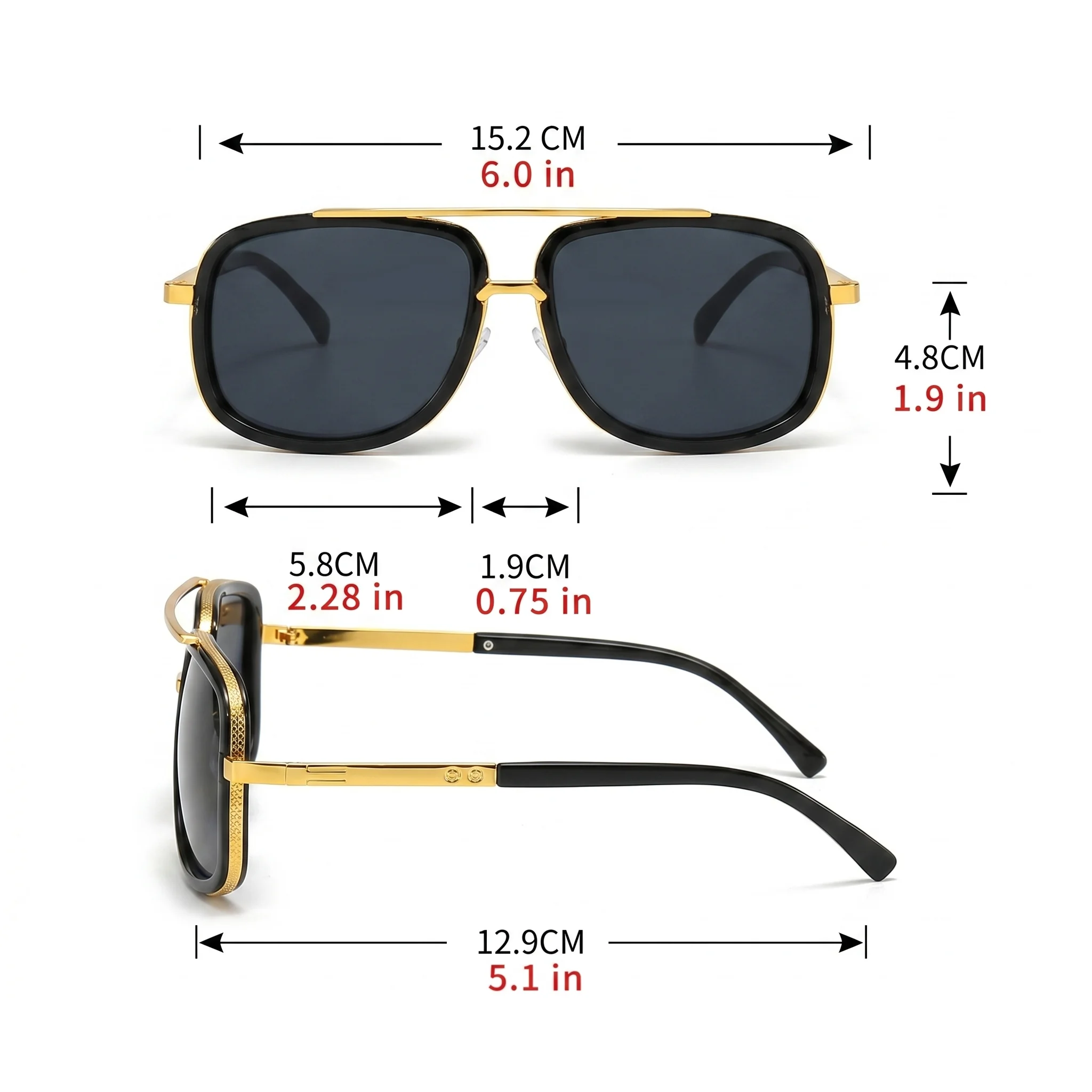 Luxury Retro Double Bridge Aviator Sunglasses - Premium Fashion Designer Shades with Protective Velvet