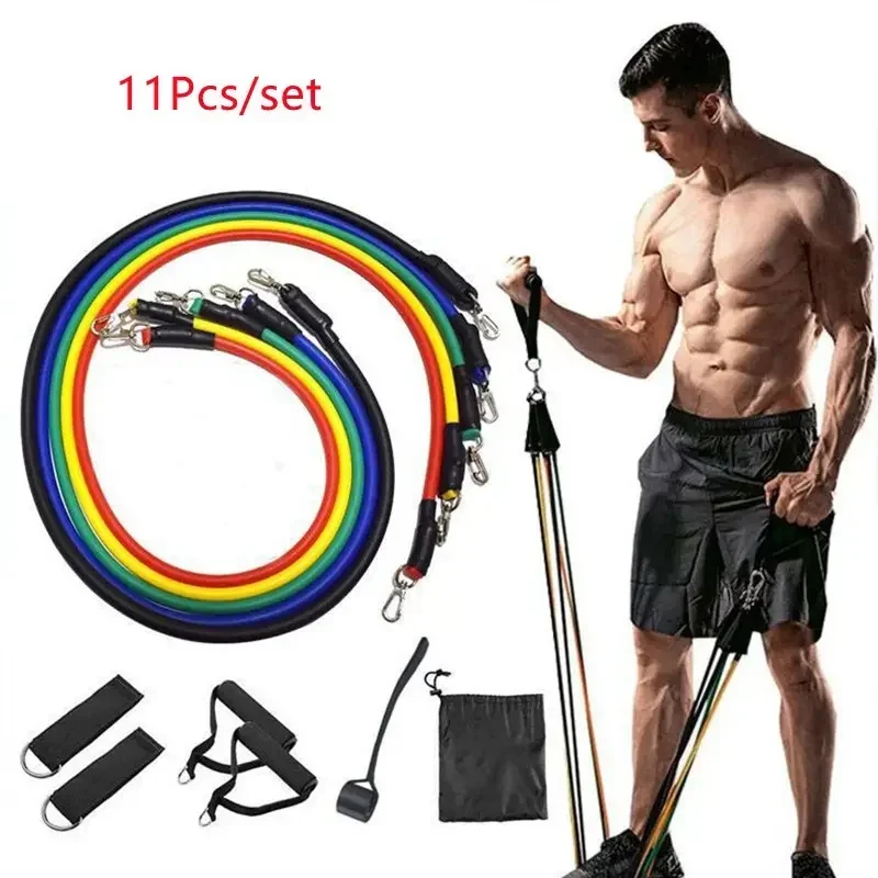 11pcs TPE Resistance Bands Set, Resistance Bands With Door Anchor, Handles, Carry , Legs Ankle Straps, Exercise