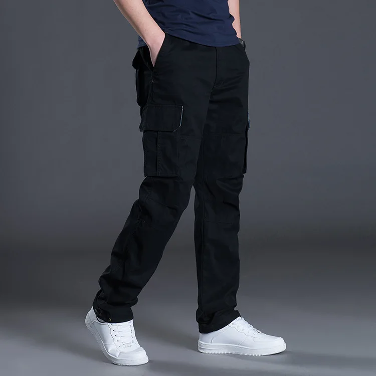 Men's Workwear Pants Men's Summer Multi Pocket Pants Men's Spring and Autumn Loose Fitting Straight Tube Workwear Casual Pants
