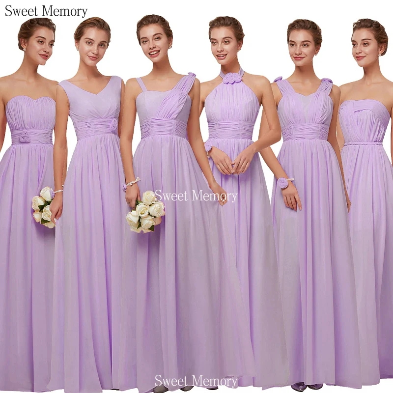 

Chiffon Lilac Purple Bridesmaid Dress Wedding Long Formal Gown Women Lace Up Back Pink Champagne Graduation Party Dresses