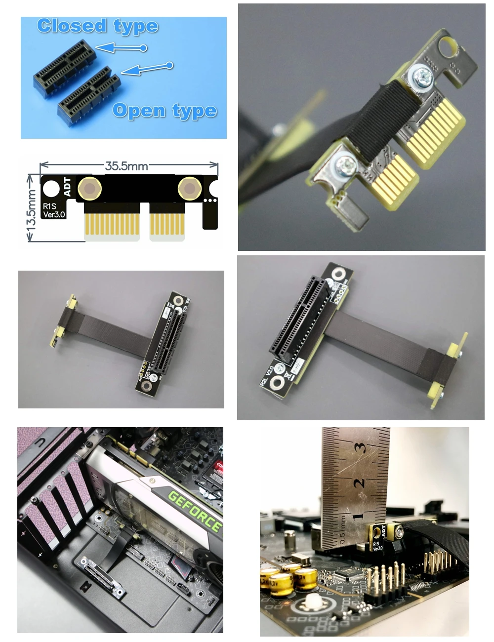 Pci-e 3.0 x1延長ケーブル,pci express 4.0 x1〜x4折り90 270度