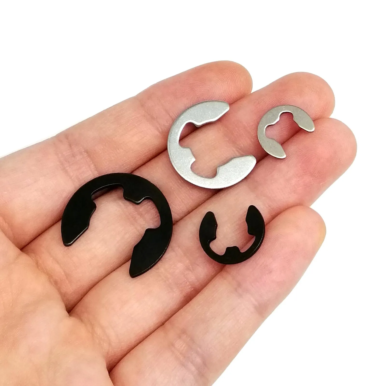 1 Kit GB896 E type Retaining Ring Shaft Bearing External Snap Washer Black 65mn Steel 304 A2 Stainless Steel