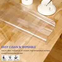 Transparent PVC tablecloth, soft glass crystal table mat, oilproof and waterproof, suitable for coffee table, dining table, desk 2