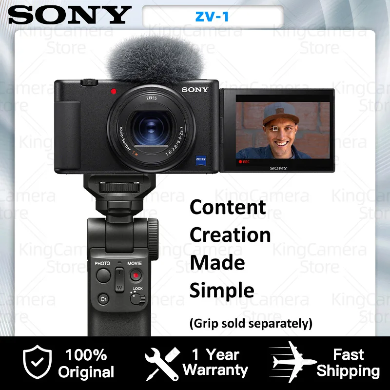  ZV-1 휴대용 디지털 카메라, 광구경 전동 4K 비디오, 디지털 카메라, 컨텐츠 크리에이터 및 브이로거,  ZV1