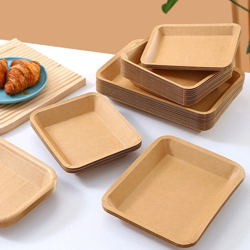Party Tableware 10Pcs Square Paper Plate Party Plates Tableware Dessert Cake Plates Bowls Dining For Wedding Birthday Party