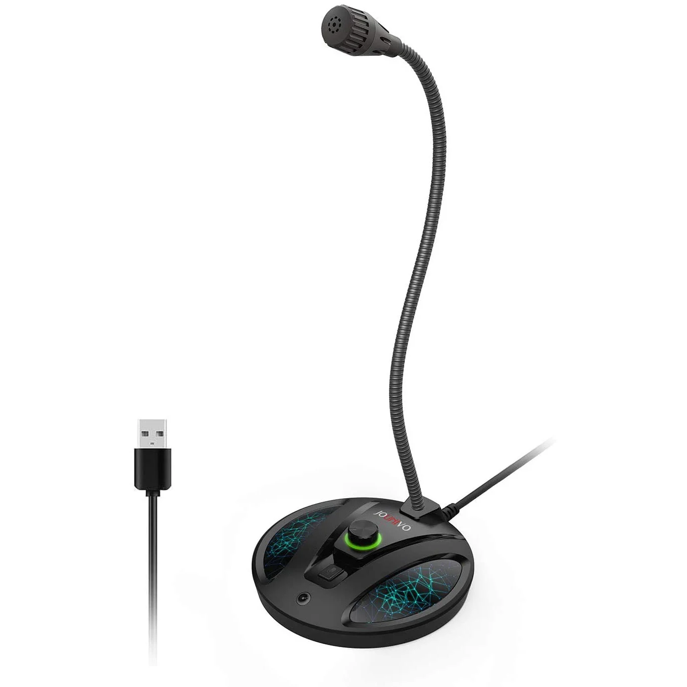Omnidirectional USB Microphone with Gooseneck Flexibility, Mute Control & LED Indicator, Noise-Canceling, Easy Plug & Play Setup