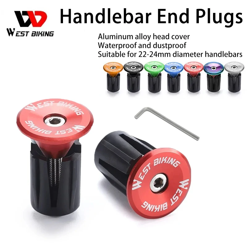 

WEST BIKING MTB 22-24mm Handlebar End Plugs With Tools Alunimum Alloy Road Bike Handle Bar End Cap Expansion Plugs Bicycle Parts