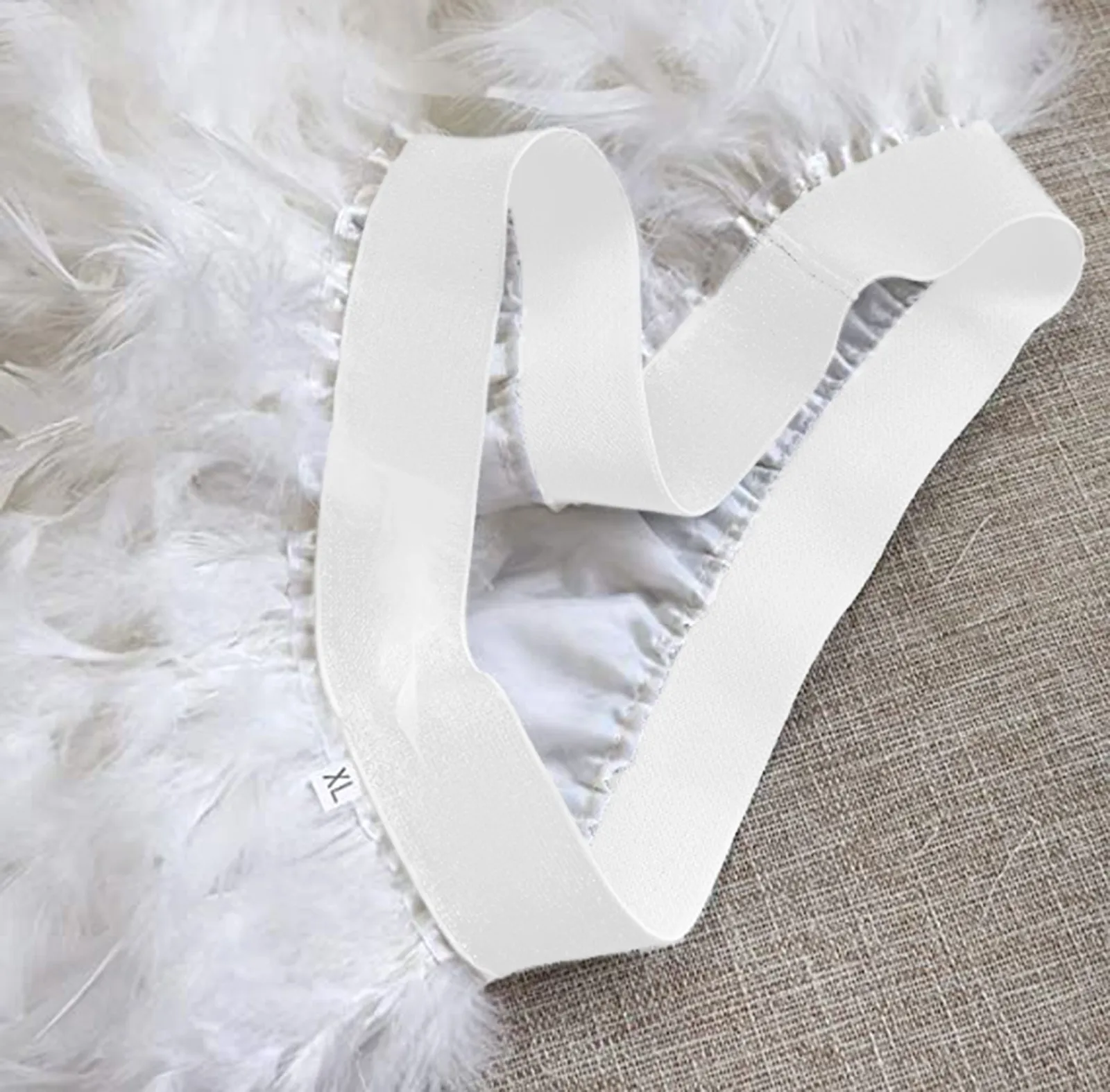 Falda de plumas de imitación para mujer, falda blanca de cintura