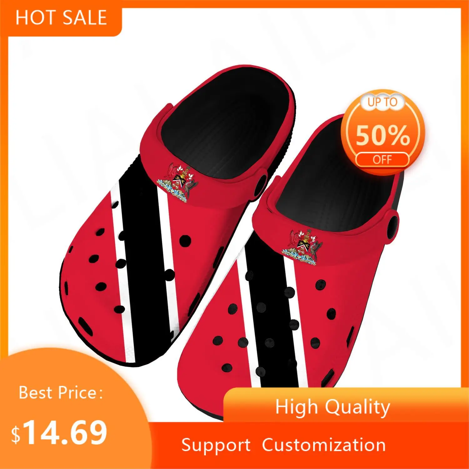 TrinidadandTobagoFlagHomeClogsCustomWaterShoesMensWomens