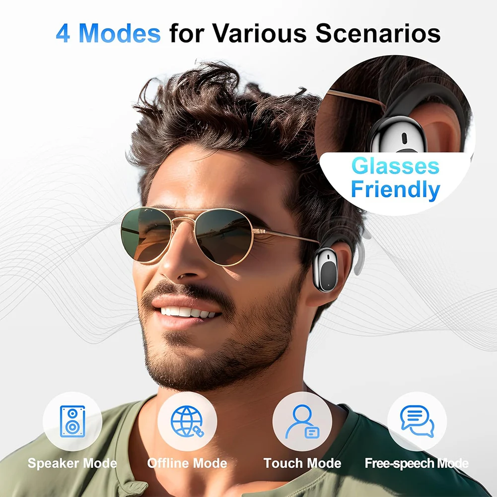Bluetooth-Compatible TWS Adjustable Language Translator Earphone 144 Languages 3-in-1 Real-Time Translation Headphones