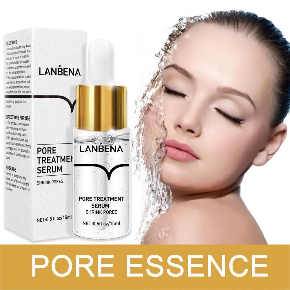 LANBENA Shrink Pores Essence Liquid 15ml+Blackhead Remover Cream Acne Treatment Black Deep Cleansing Skin Care Makeup