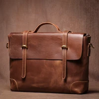 Genuine High Grade Retro Leather Briefcase Classic Men's Handbag Luxury Messenger Bag Office Computer Bags For 15 Inch Laptop 2