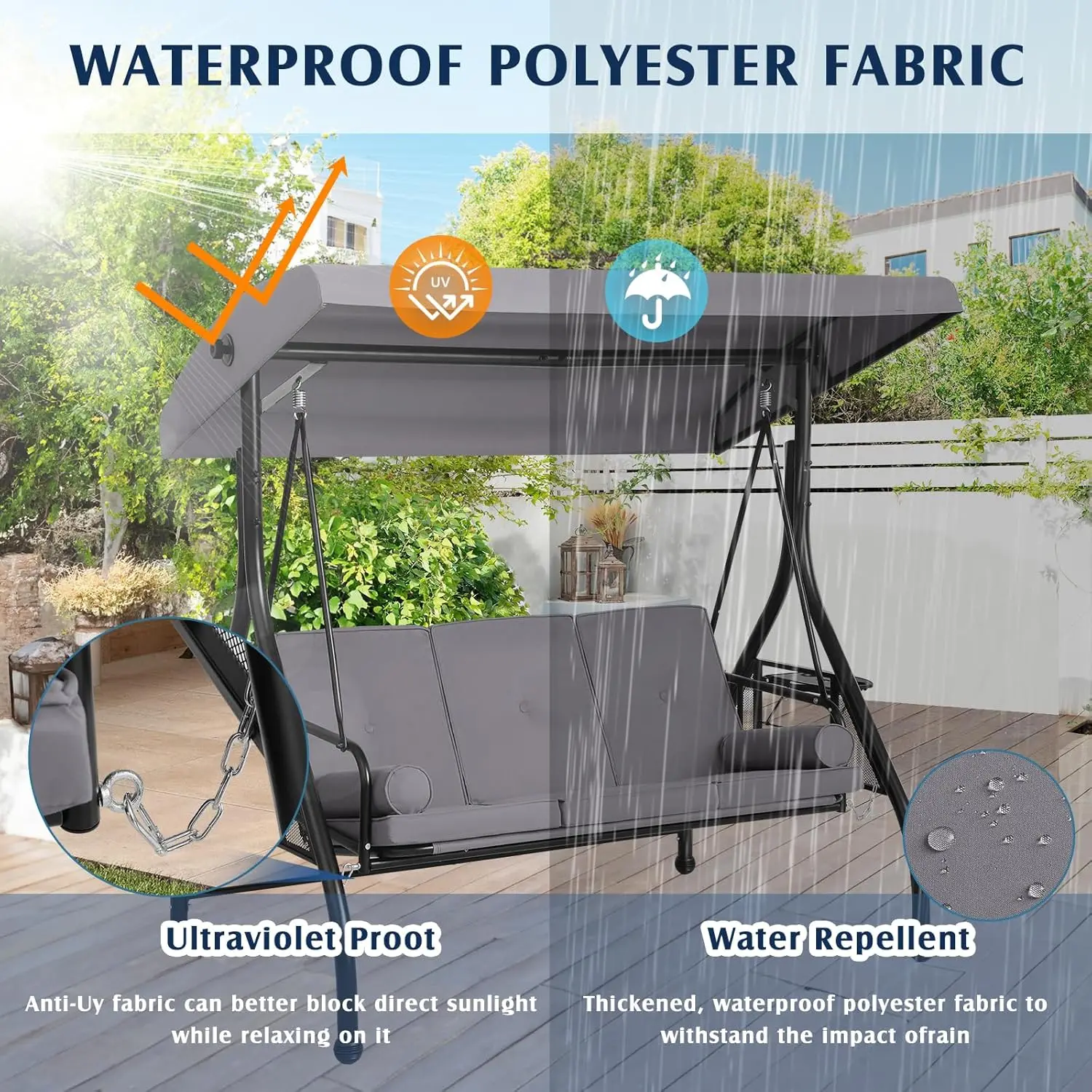 Outdoor Porch Swing with Canopy 4