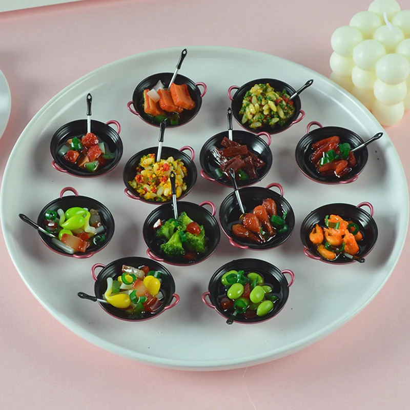 

1:12 Dollhouse Miniature Cooking Pot With Food Kitchen Utensils Model For Doll House Decor Accessories Kids Pretend Play Toys