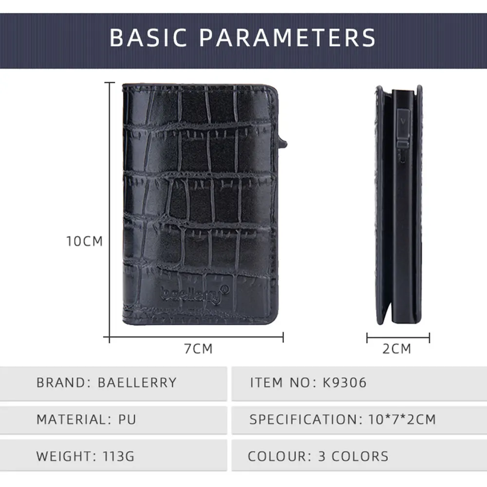 New RFID Mini Men Wallet Short Card Holder Simple Male Popup Purse Luxury Brand Men's Wallet Crocodile Pattern Card Bag