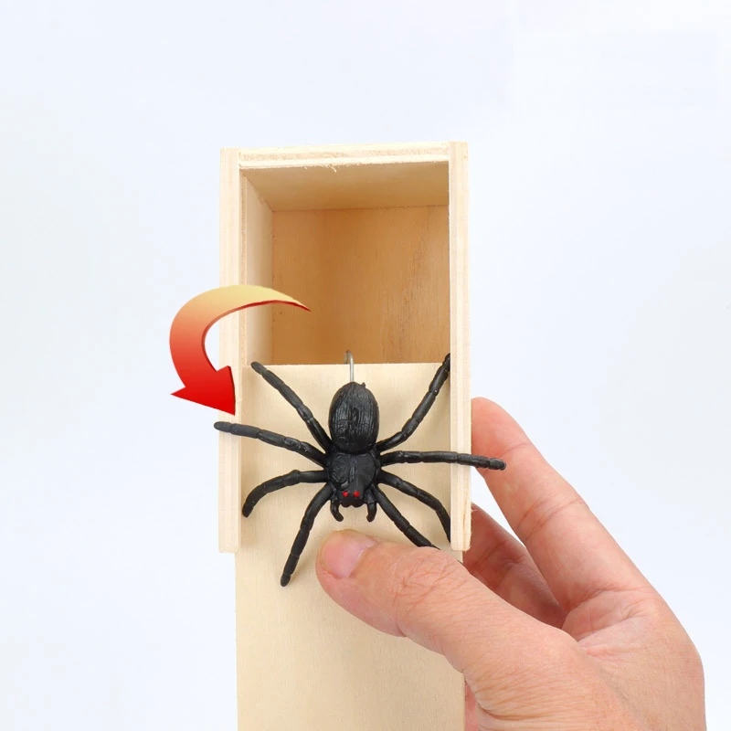 Prank toys joke toys tricky toy spider box 1PC Funny Wooden Creative Prank Spider Scare Box Hidden Surprise Gifts Toy For Kid Adult Xmas Halloween April Fool Funny Toys
