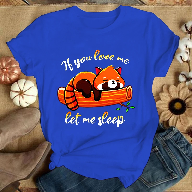 (Premium-T-Shirt) Modischer lustiger Panda „If You Live Me Let Me Sleep“, bedruckte T-Shirts für Damen, Sommer, lässige Kurzarm-T-Shirts – Detail 3