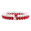 Ensemble de bracelets pour couple, charme en pierre naturelle œil de tigre et lave noire, bracelet extensible tendance, bracelet perlé de yoga, bijoux d'amitié, cadeau