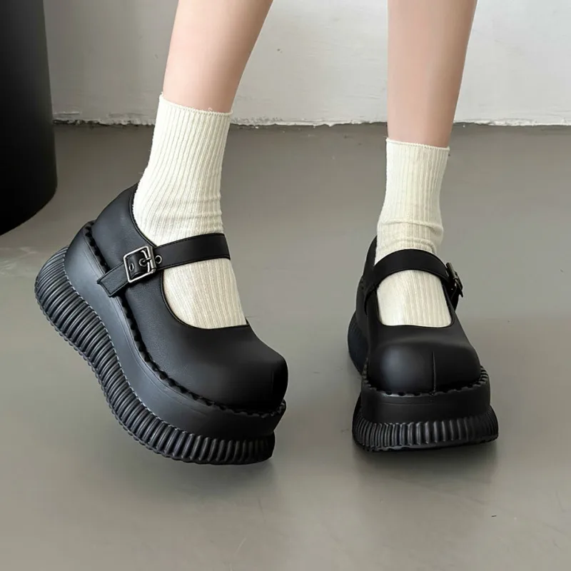 Gothic Style Chunky Platform Wedges Women Sweet Cute Mary Janes Shoes Spring Summer Autumn Fashion Women Shoes Pumps Loafers New