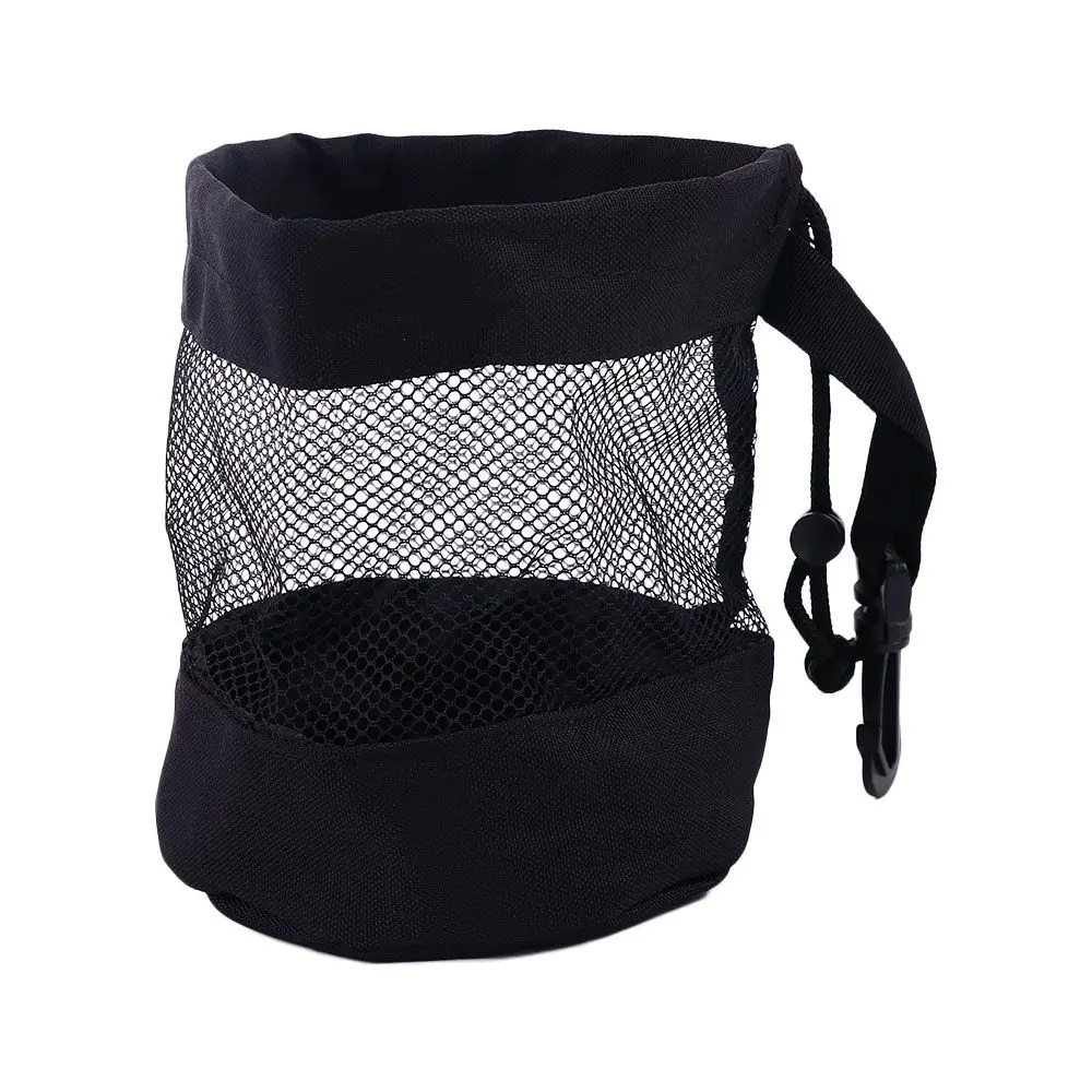 

Black Golf Ball Pouch Drawstring Mesh Net Bag Portable Organizer Carrier Storage for Golf Tennis Fitness Laundry Sport
