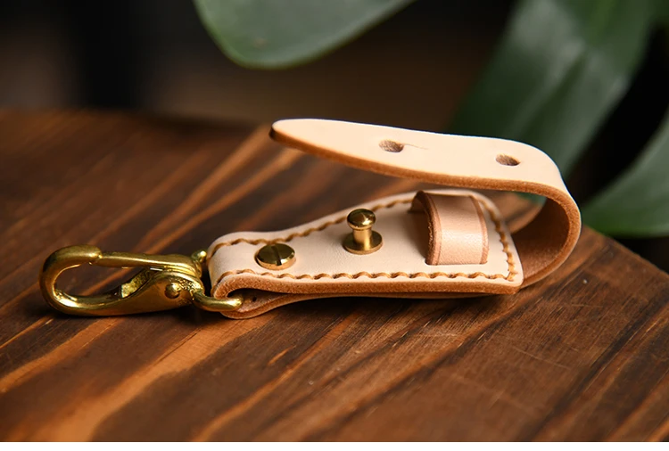 100 % echtes Leder Schlüsselhalter für Männer männlich Vintage handgemachte EDC Taille hängen Gürtelschlaufe Schlüsselanhänger Clip Schlüsselhaken Kette Schnalle – Detail 16