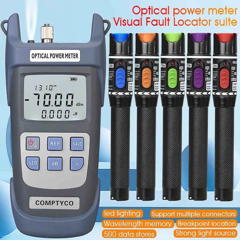 FTTH Fiber Optic Tool Kit Fiber Optical Power Meter-70 +10dBm and 30mw 1/10/50MW Visual Fault Locator Fiber Optic Test Pen