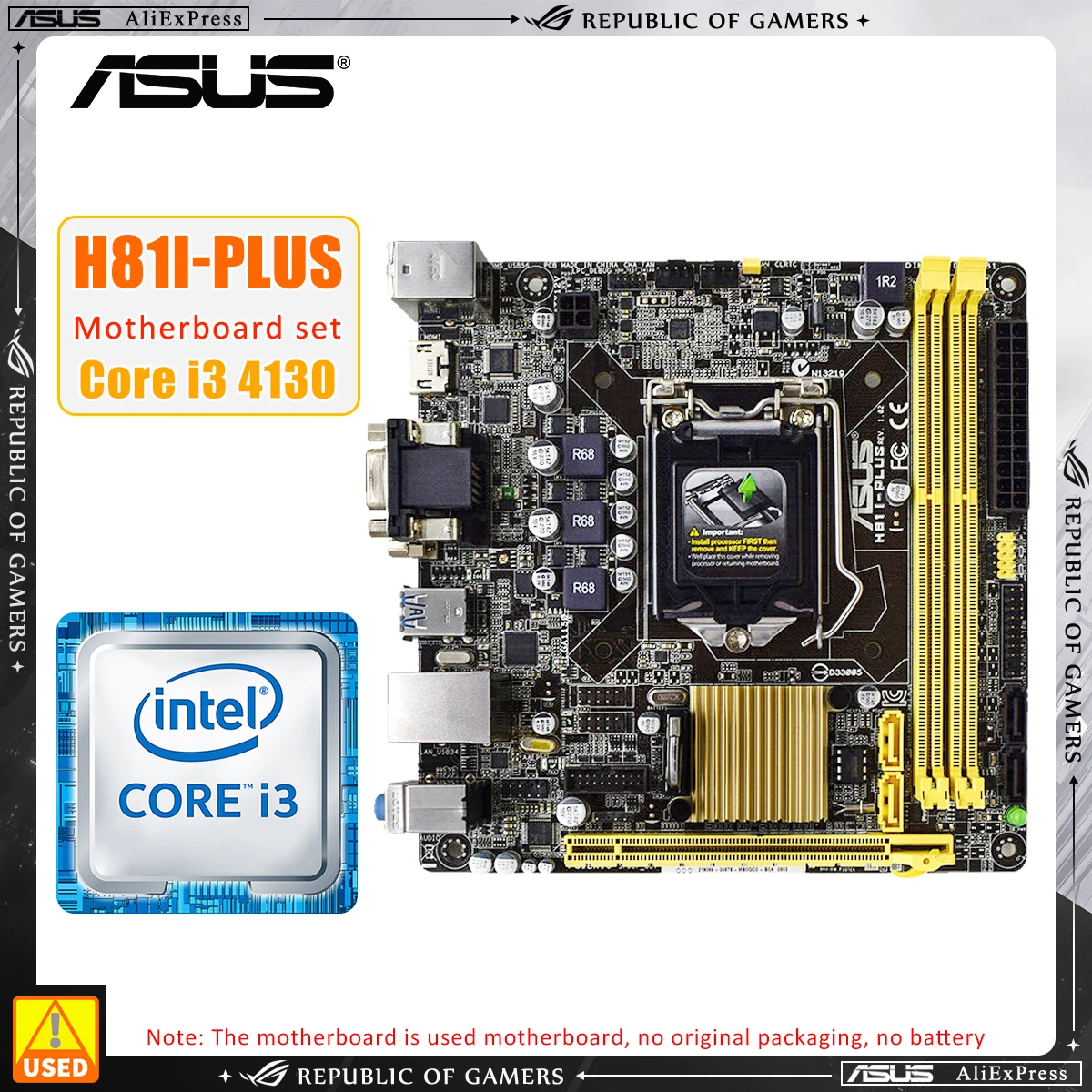 

ASUS H81I-PLUS Motherboard Kit Intel H81 Chipset LGA 1150 For Intel 22nm CPU Core i7 i5 i3 Celeron H81I-PLUS/BM1AD1+I3 4130