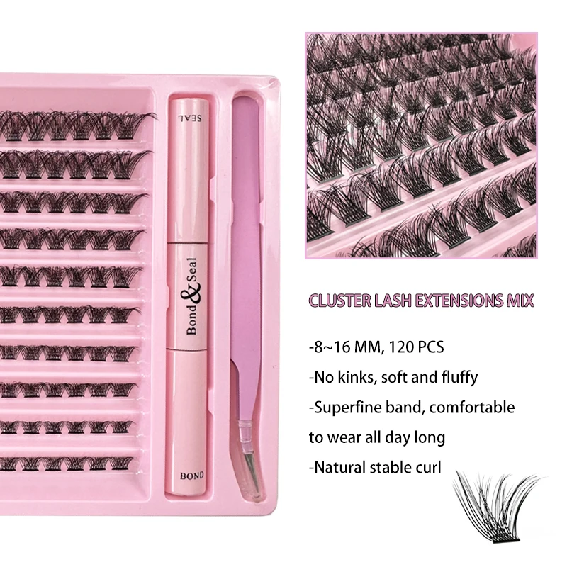 

Clusters False Eyelash 45/120PCS With Lash Glue Eyelash Grafting Kit Bond And Seal Tweezers Segmented Eye Lash Extension Makeup