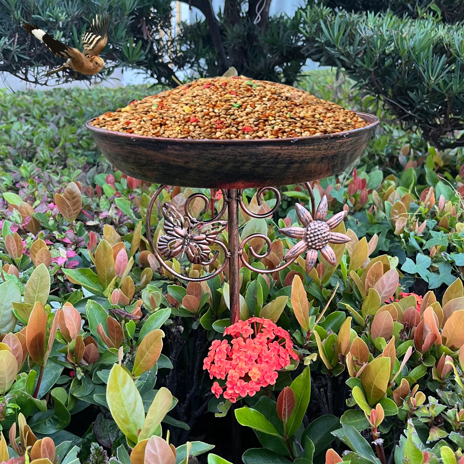 Copper Wrought Iron Bird Bath & Feeder 5