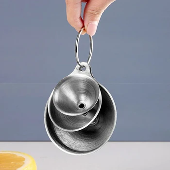 3Pcs/set Stainless Steel Funnel Portable Cone Funnel Pour Oil Wine Liquid Hopper Multi-Use Kitchen Funnel For Liquid Oils Powder
