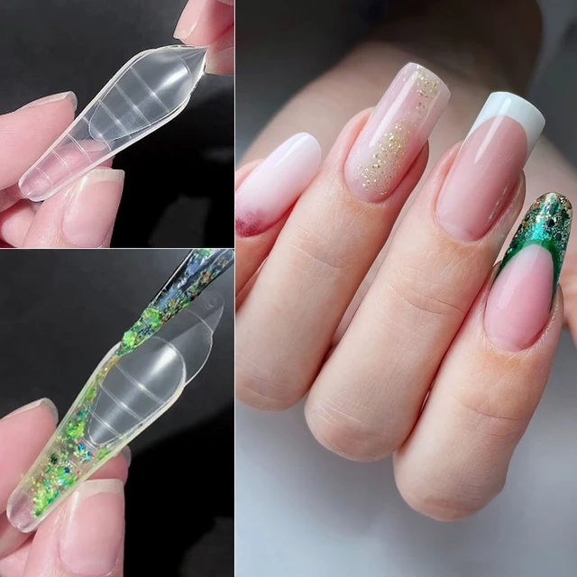Dual Nail Forms False Tips For Gel Extension Quick Building French Line  guide Pad in Silicone