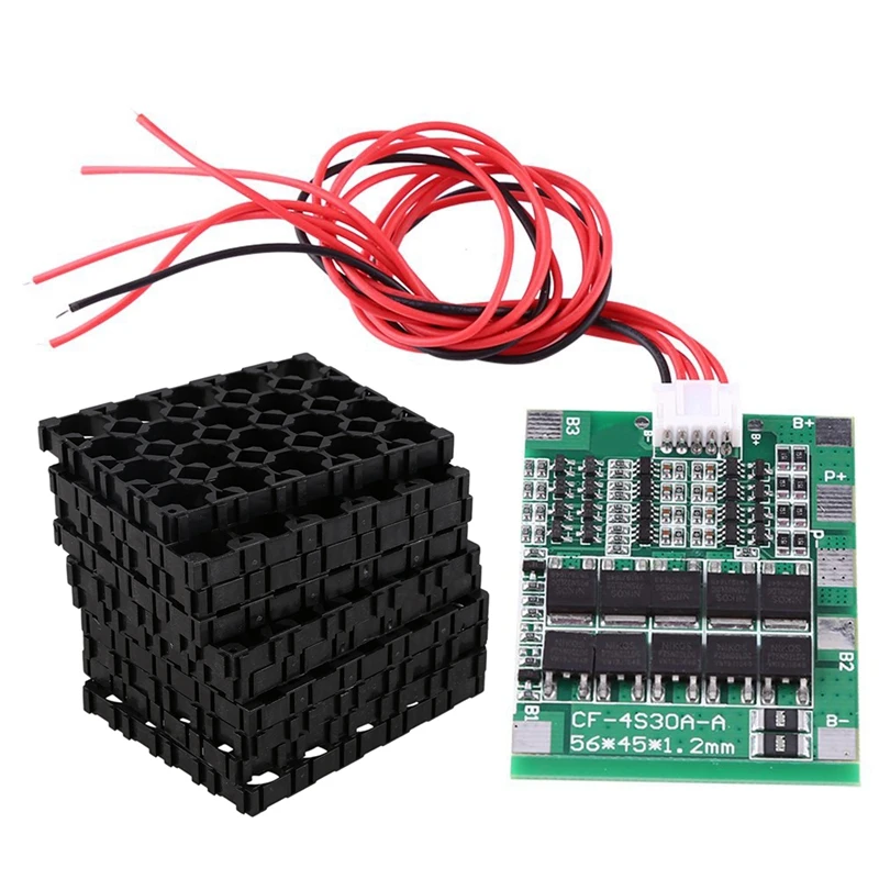 

18650 аккумуляторная батарея BMS, защитная балансировочная плата с 10 батареями 18650, 4x5, пластиковый держатель