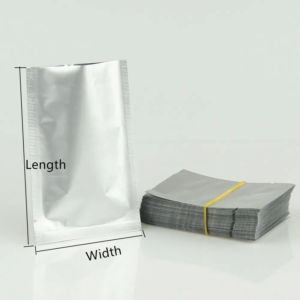 7x10cm 200pcs Pure Aluminium Bags - Silver White Heat Seal Purely Foil Plastic Food Pouch Shampoo/Powder Package Vaccum Sealable 6