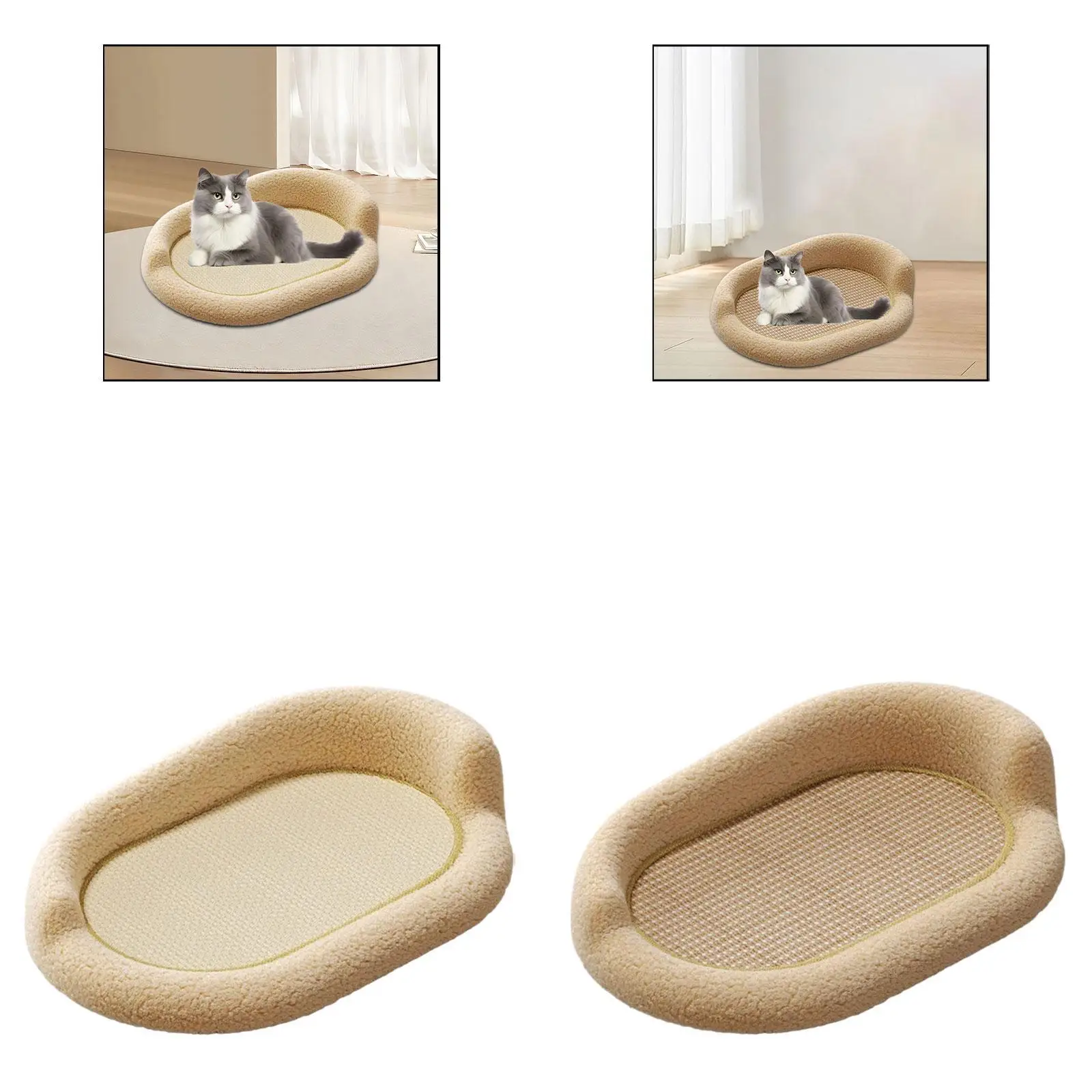Oval Cat Scratcher Lounge for Grinding Claw Lightweight 61x40x25cm Comfortable Multipurpose with Raised Edge Scratch Pad