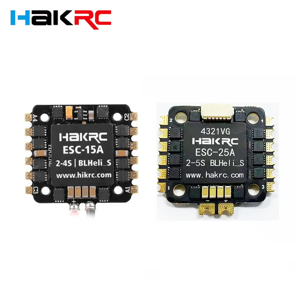 

HAKRC BLHELI_S mini 15A/25A 4in1 Brushless ESC SILABS EFM8BB21F16G 2-4S support Dshot600 Oneshot 20x20mm for RC FPV Racing Drone