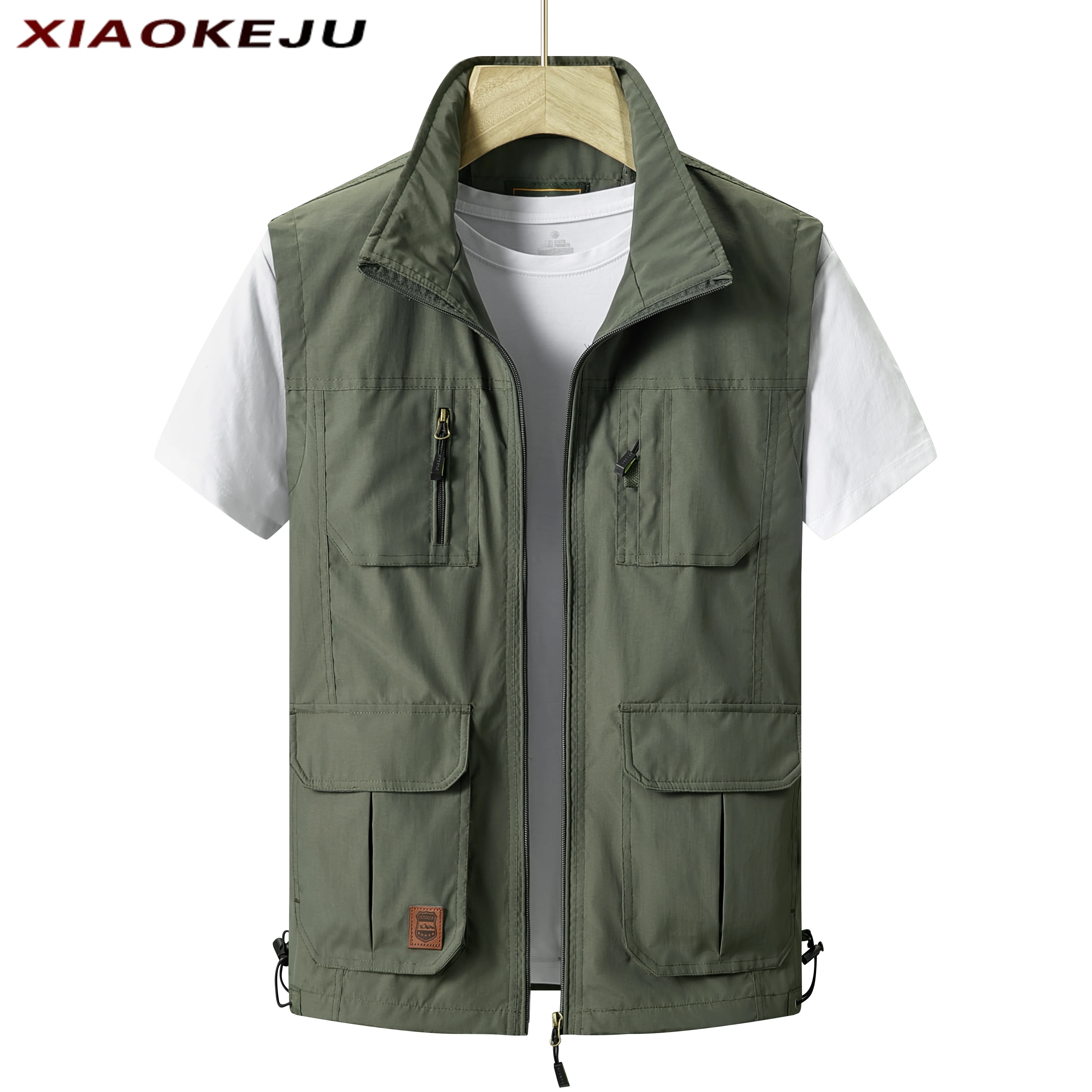 Summer for Coat Men Embroidered Vest Zip Tactical Military Multi-pocket Men's Mens Clothing Sleeveless Jacket Mesh Work MAN Suit