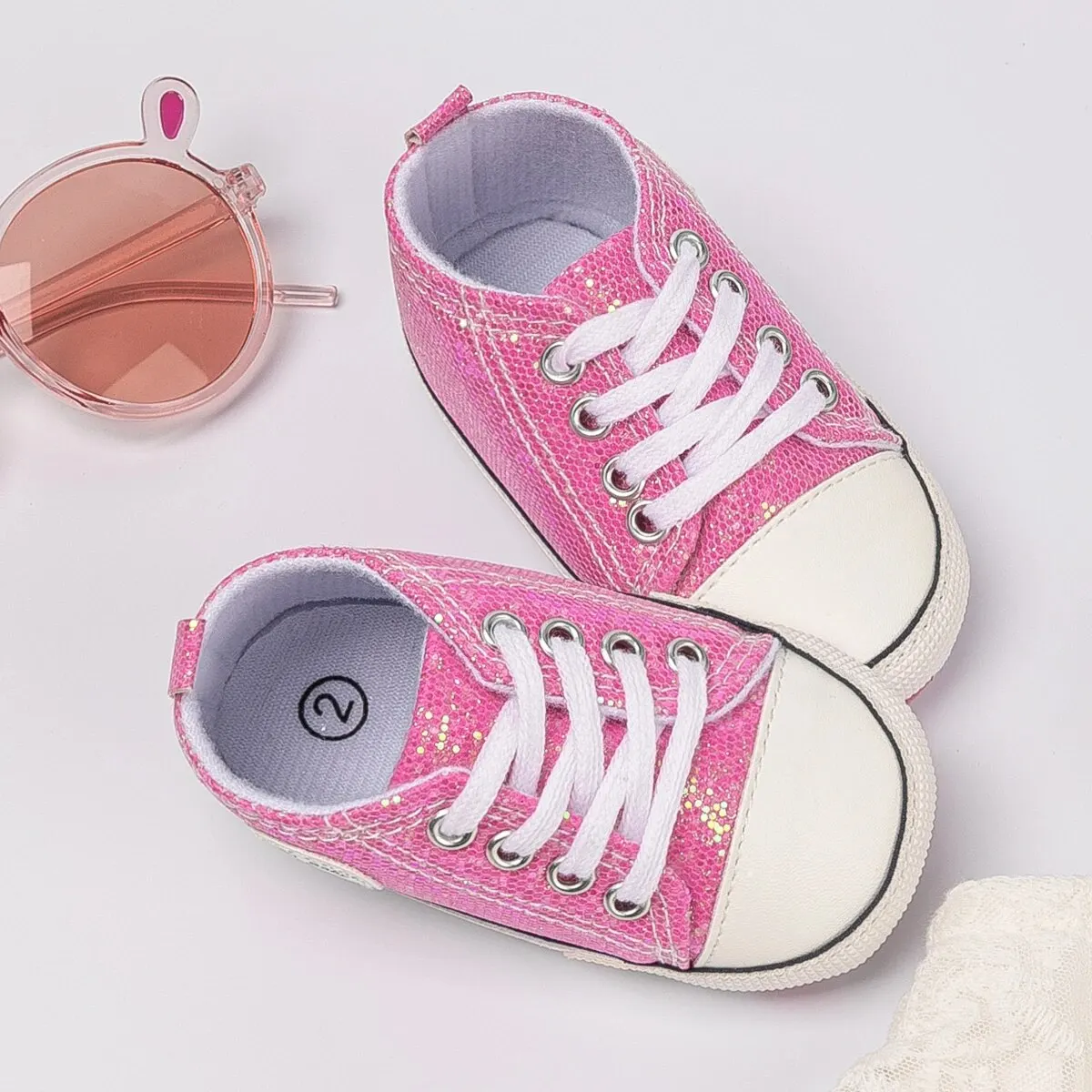 Canvas sneakers Meckior Baby Shoes Newborn Fashion Shining Canvas Sneakers Baby Boys Girls First Walkers Soft Anti-Slip Sole Toddler