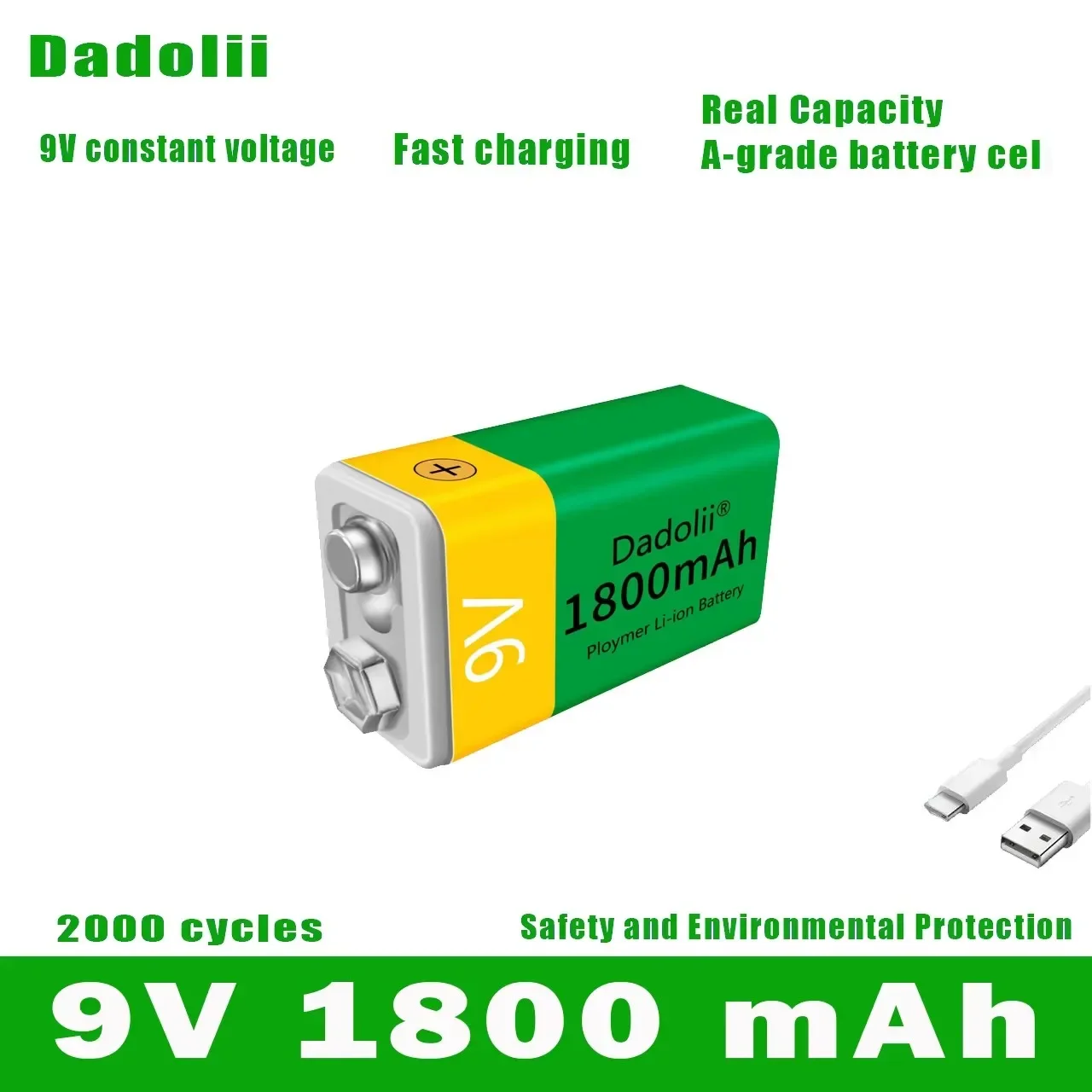 9V 1800mAh li-ion Rechargeable Lithium Batteries Micro USB for Multimeter Microphone Toy Remote Control KTV use rechargeable lithium batteries