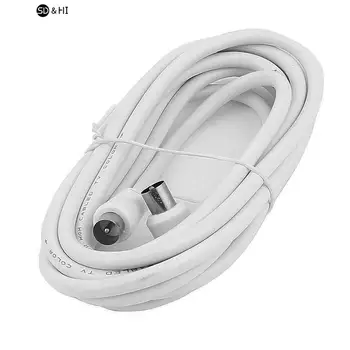 안테나 공중 리드 케이블 수-수 백색 RF 단일 동축 케이블, TV RF 케이블, RCA 동축 케이블, 1m 1.5m 2m, 1PC