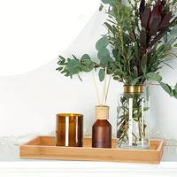1pcs/2pcs/3Pcs Bamboo Serving Tray Bathroom Organizer Decorative Multi Use Bathroom Counter Tray with Edges Bamboo Vanity 2