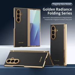 Premium Artificial PU Leather Mobile Phone Case with Full Cover Protection and Screen Glass Film - Galaxy Z Fold 8 (Black)