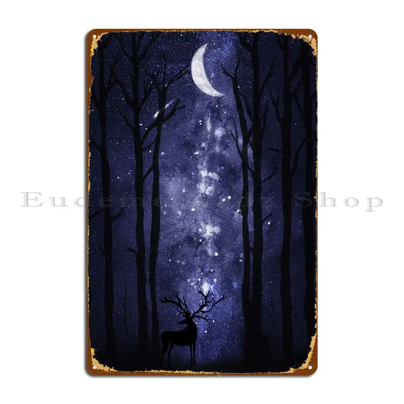 

Starry Night And Moon Metal Plaque Retro Wall Cave Living Room Create Designs Tin Sign Poster