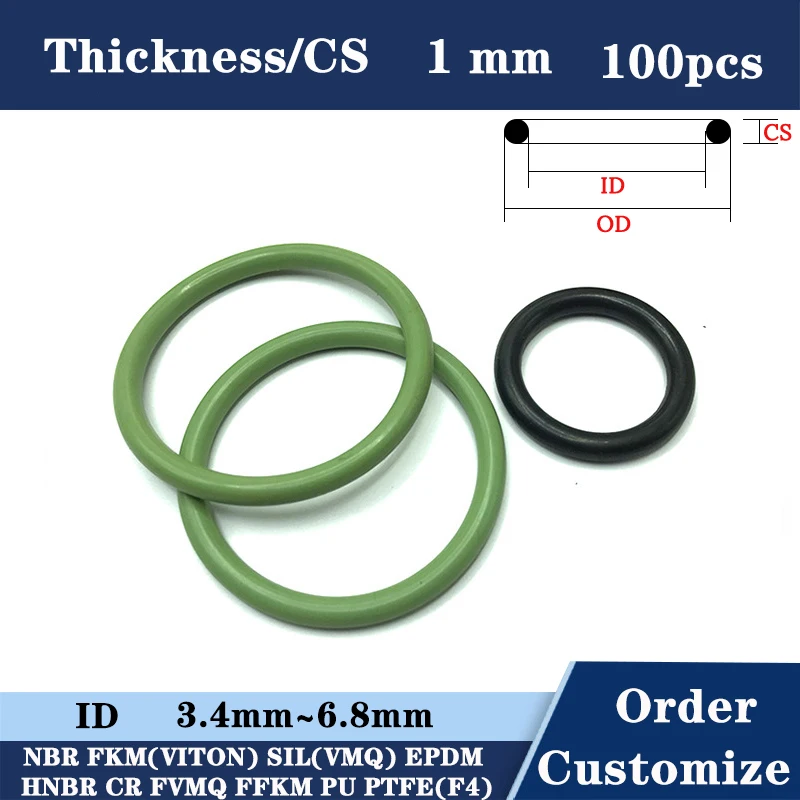 1mm NBR HNBR VMQ FKM EPDM Thickness CS mm rubber o ring seals
