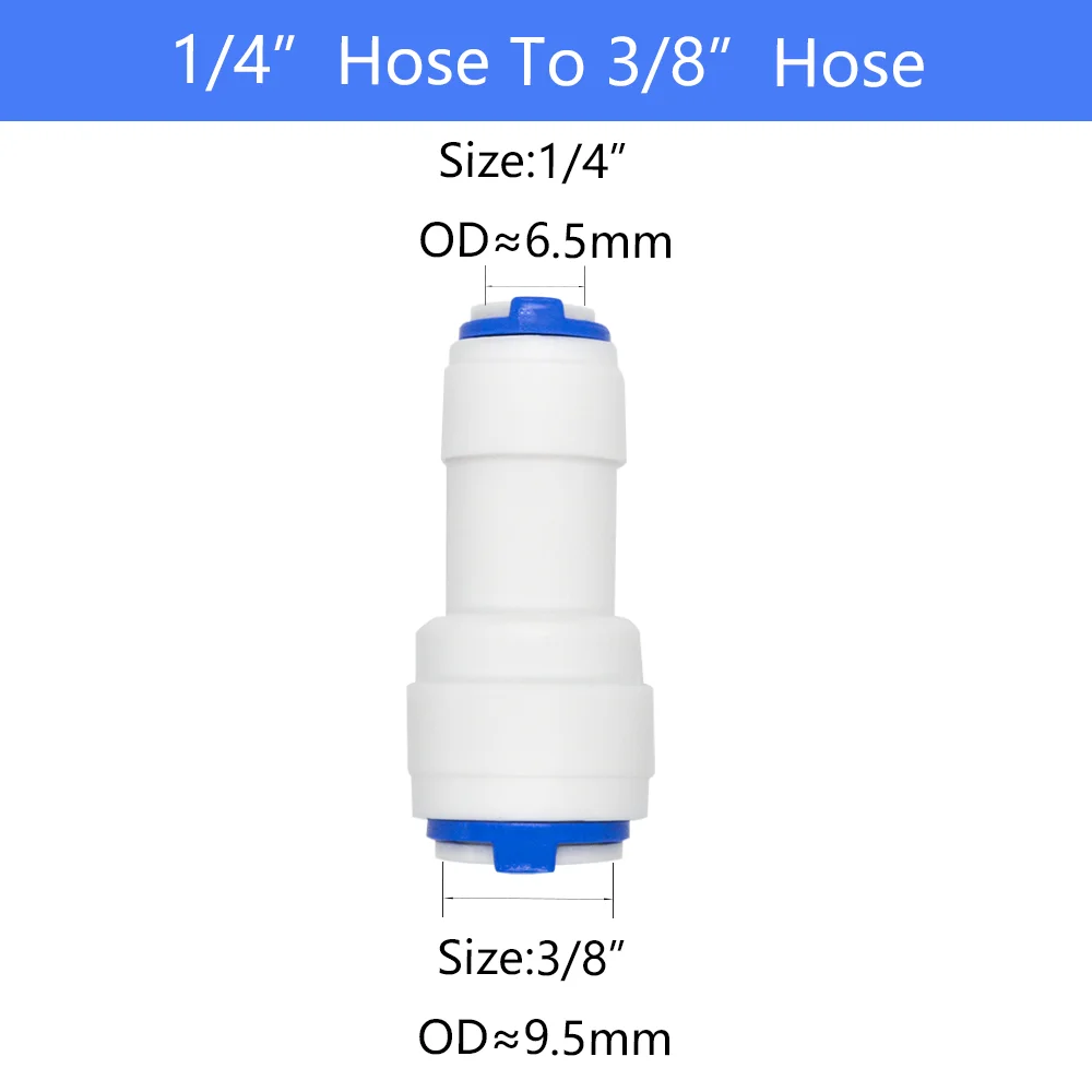 Ro Water Quick Connector Straight OD Push RO Aquarium Accessories Tube Pipe Fitting 3/8