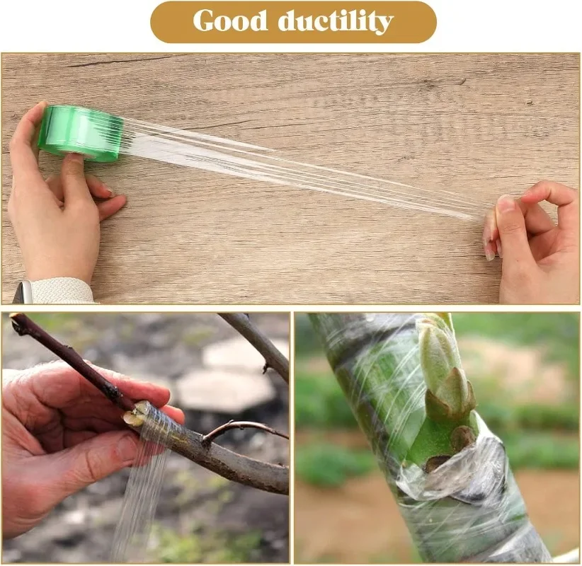 PE Grafting Tape Film Stretchable Self-adhesive Garden Tree Roll Tape Plants Seedlings Vine Tomato Grafting Accessories 100/500m grafting tape