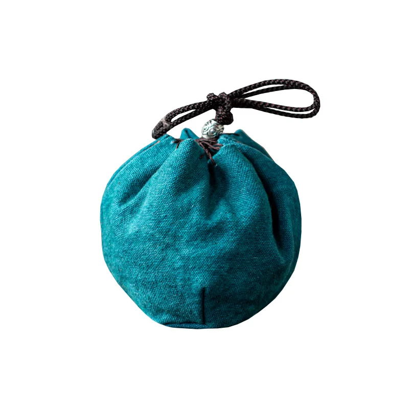 Linen Tea Cup Storage Bag - Handmade Portable Travel Pouch for Tea Ceremony, Safe Transport, for Outdoor or Home Use